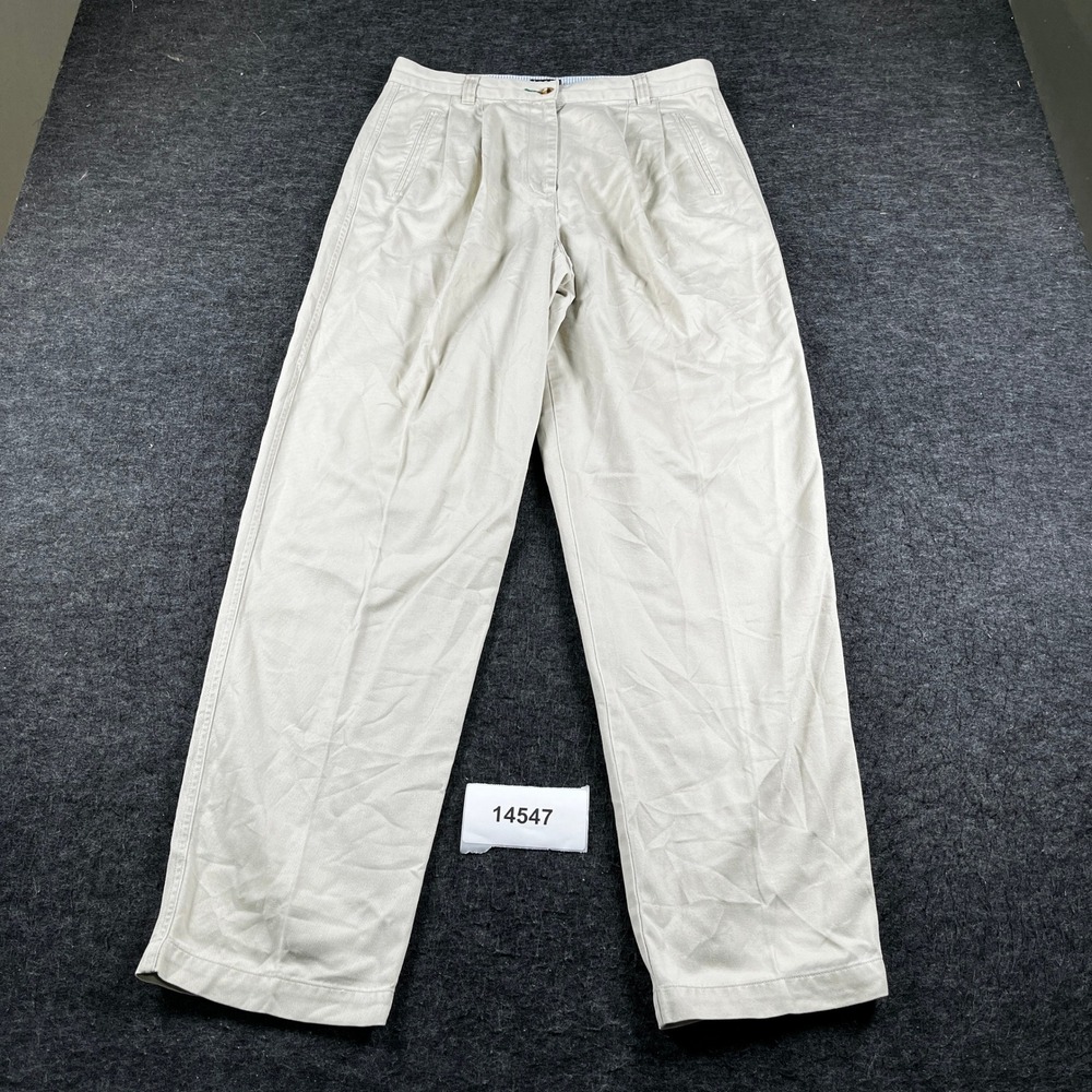 Tommy Hilfiger Chino Pants Women 12 Beige Preppy Vintage 90s Pleated Khaki